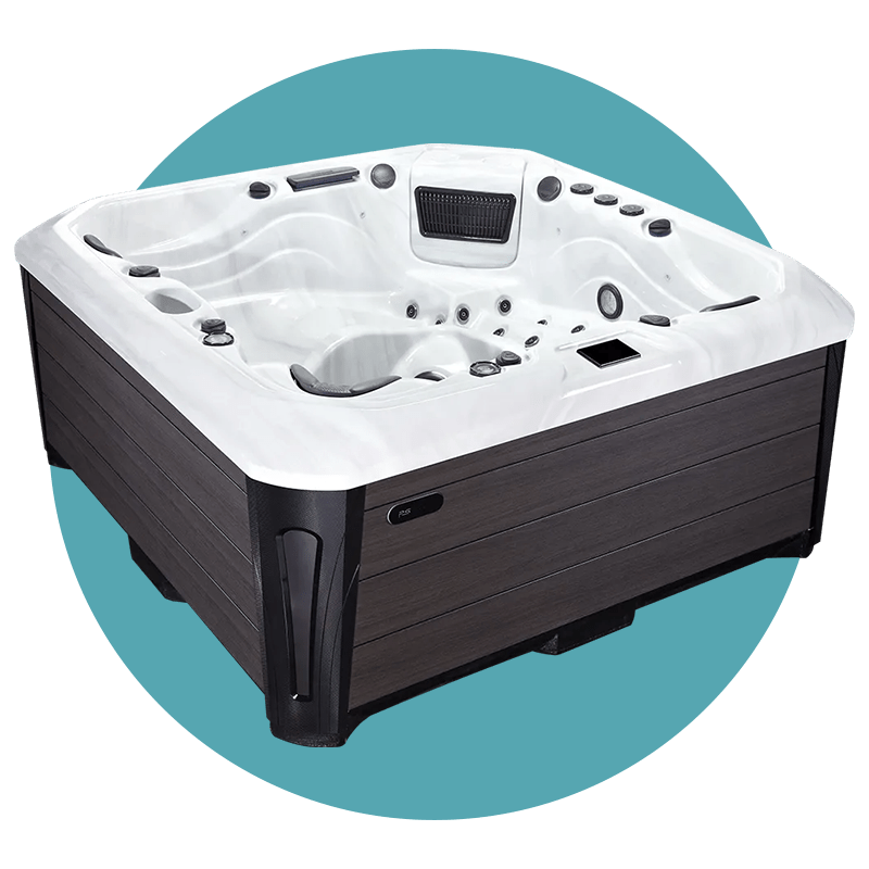 Moderner Whirlpool mit weißen und braunen Akzenten