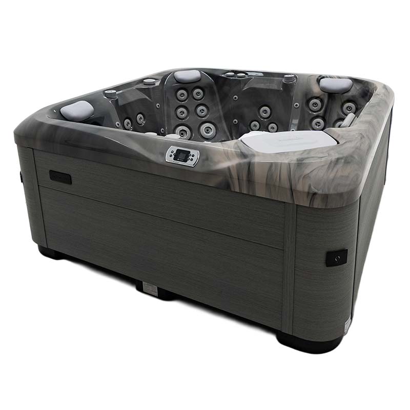 Grauer Whirlpool mit mehreren Düsen und Steuerung