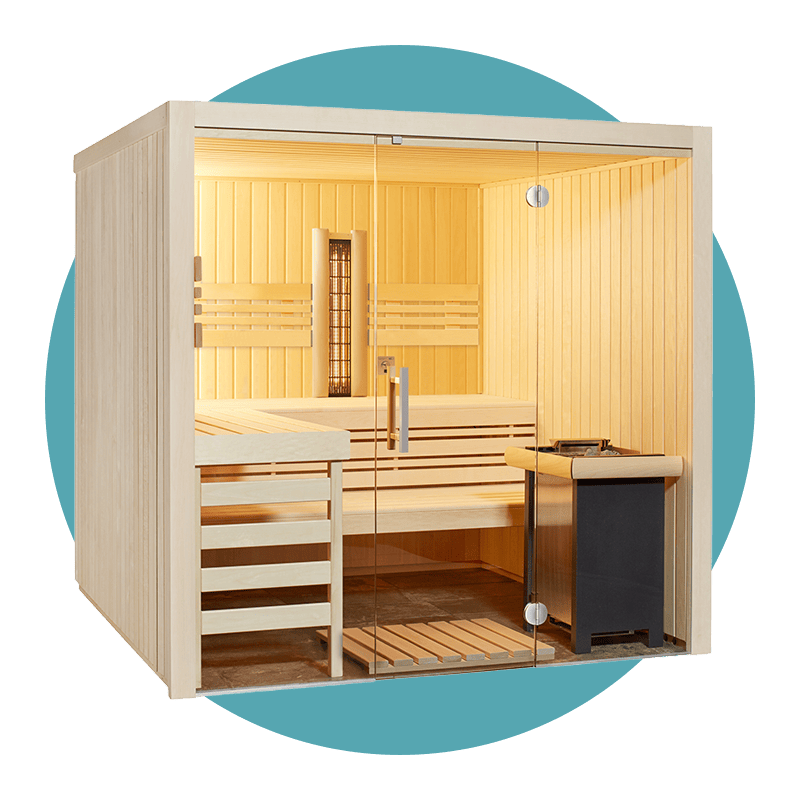 Moderne Sauna mit Holzbänken