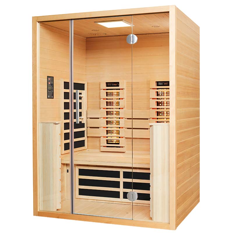 Moderne Holz-Infrarotkabine mit Glasfront